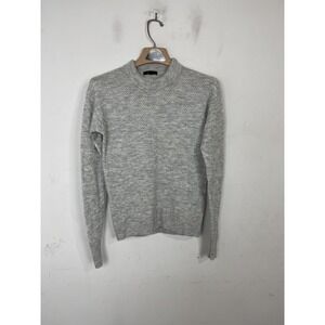 Quince Womens Sweater Gray XS Baby Alpaca Wool Blend Diamond Stitch Crew Neck